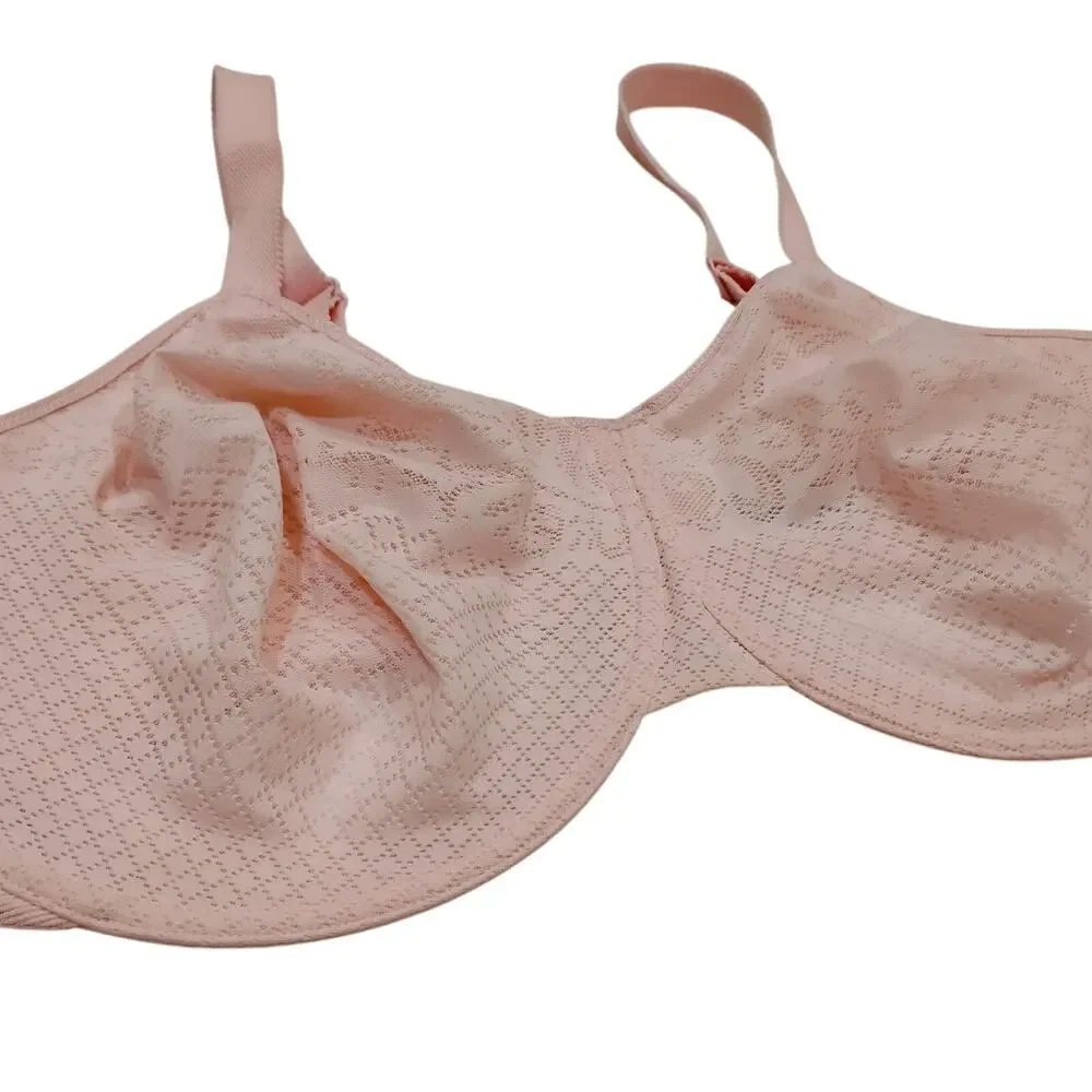 Wacoal US 40H 857210 Lace SoftPink Underwire Bra Breathable Rear Closure Unlined